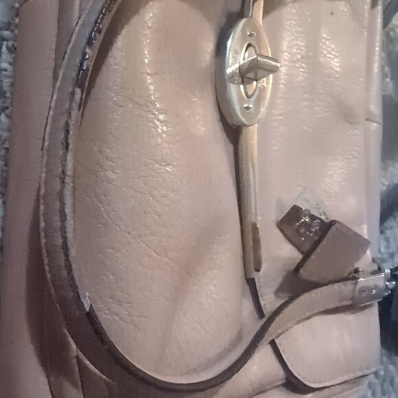 Coach Madison Madeline 25166 Purse Camel Pink Beige Gold E/W Turnlock Satchel - Picture 14 of 16